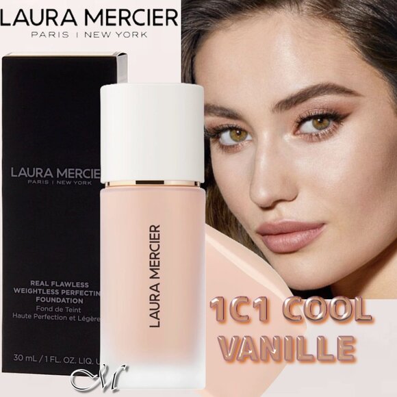 Laura Mercier Real Flawless Foundation* ~ 1C1 COOL VANILLE (Ivory Creme) 1oz NIB - Picture 1 of 12